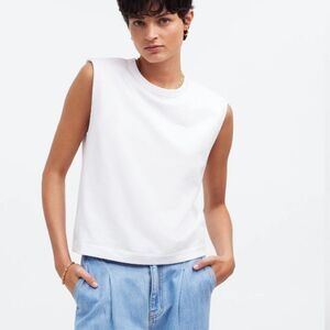 Madewell nr246 white Structured Muscle Tee NWT size L- makeup stain